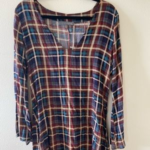 TYSA bell sleeve plaid tunic